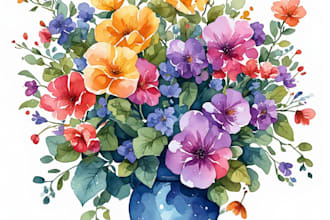 create a hand drawn watercolor landscape illustration
