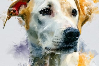 create a memorial watercolor portrait for your pet