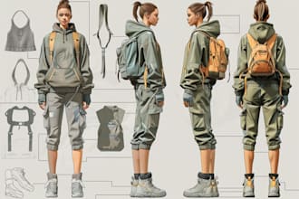 make fashion design or clothing technical flat sketch