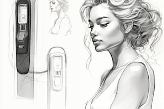 draw simple line art illustration of your image, product