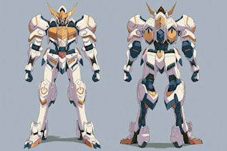 illustration and concept mecha, gundam, and robot