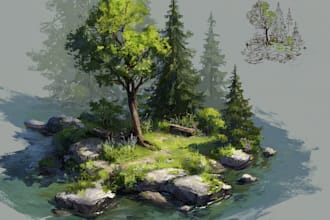 draw anime background, landscape illustrations