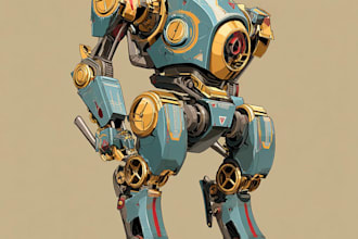design custom futuristic mecha robot artwork