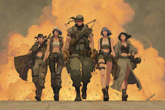 draw military themed anime and tactical for you