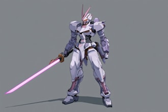 create anime inspired mecha character artwork