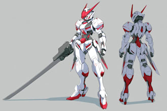 illustration and concept mecha, gundam