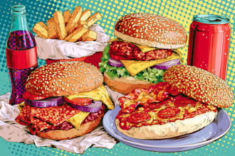 make a food pop art illustration