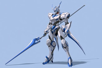 create anime inspired mecha character artwork