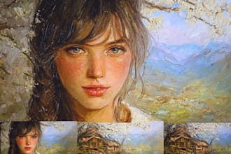 do self portrait oil painting with my style, best gift