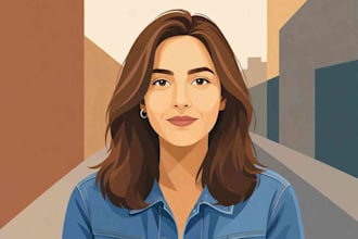 draw vector art portrait face, animal