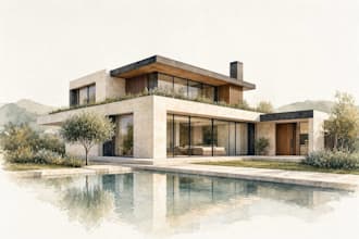design exclusive watercolor architectural home portrait