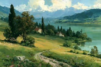 paint landscape in oil painting