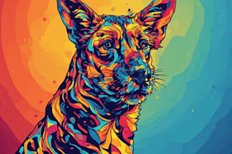 make a colorful animal pop art and portraits art for you