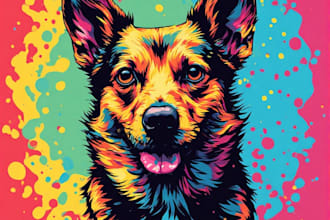 custom draw a animal pop art illustration and pop art style
