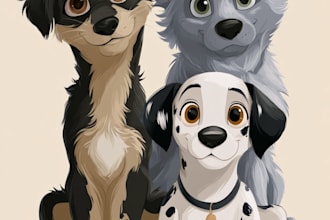 draw disney pets portrait illustration in disney
