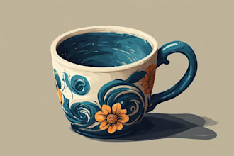 illustrate professional coffee mug design, custom mug design