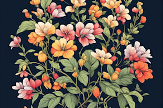 draw watercolor botanical illustration of flowers and plants
