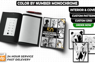 create monochrome color by number mystery coloring books for KDP