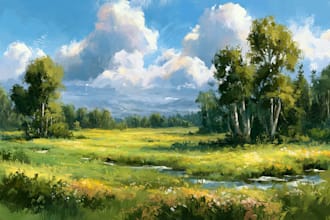paint landscape in oil painting