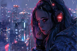 design anime character, cyberpunk portrait