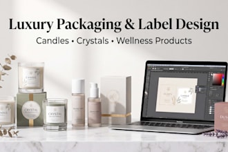 design luxury candlecosmetic wellness product packaging and label for your brand