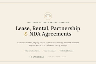 draft lease, rental, partnership and nda agreements