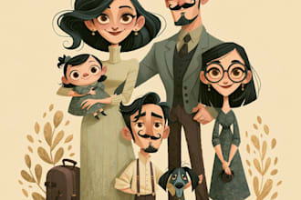 draw a realistic family or group portrait from a photo