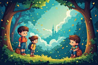illustrate children story book, kids story, cartoon illustration, kid story book