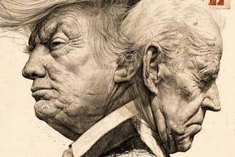 create a hilarious political satirical cartoon caricature