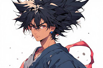 paint a professional anime manga character illustration