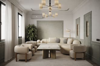 create photorealistic living room interior renders