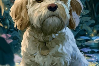 design a custom disney pet portrait illustration