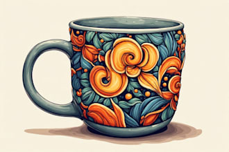 do professional coffee mug design, custom mug design