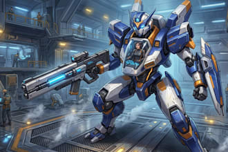 draw amazing character mecha robot illustration