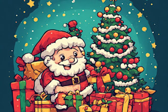 draw unique christmas cartoon caricature and concept art