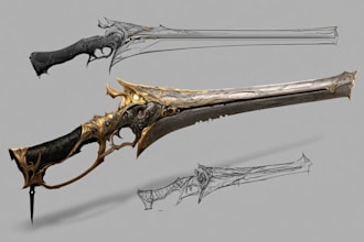 draw your weapon concept art in awesome details