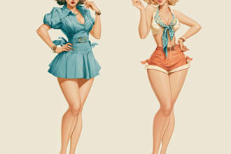 create pin up and cartoon illustrations