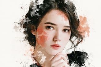 watercolor portrait painting, photo to watercolor portrait