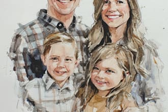 make watercolor family portrait