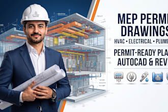create mep drawings and hvac electrical plumbing for city permit approval