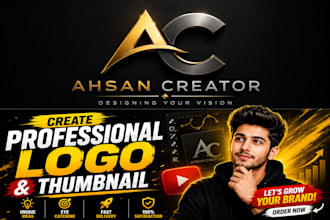 design a modern professional logo and youtube thumbnail