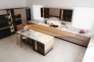design modern kitchen layouts with photorealistic 3d renderings