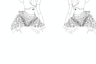 draw black and white fashion design croquis sketch