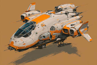 draw scifi futuristic vehicle aircraft spaceship for you