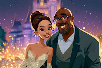 turn your family photo into disney style cartoon art