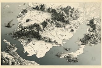 create a fantasy map illustration for map