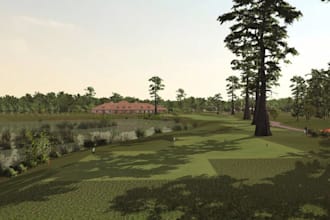 refurbish 3d sport facilities, golf landscape design, fairway, golf course,cgi,