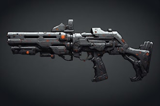 illustrate a scifi unique weapons illustration