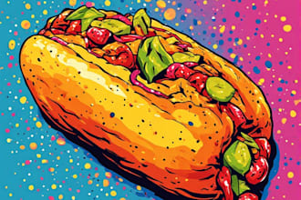 draw food pop art illustration and concept art