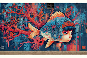 illustrate amazing custom graffiti, wall arts or murals